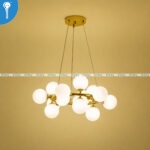 Gold Round Bubble Chandelier with Frosted Glass Globes - 15 Light (6817-15) - Image 3