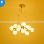 Gold Round Bubble Chandelier with Frosted Glass Globes - 15 Light (6817-15) - Image 4