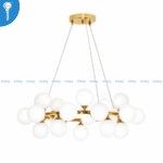 Gold Round Bubble Chandelier with Frosted Glass Globes - 25 Light (6817-25)