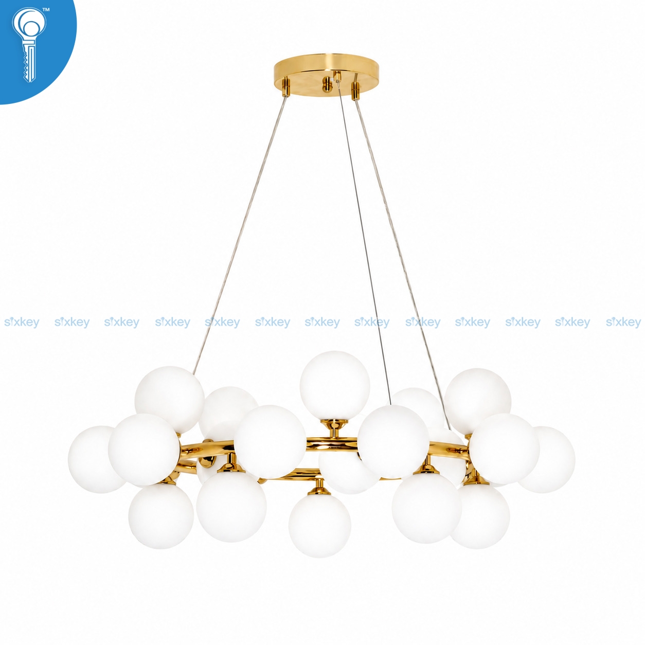 Gold-Round-Bubble-Chandelier-with-Frosted-Glass-Globes-25-Light-6817-25 Gold Round Bubble Chandelier with Frosted Glass Globes - 25 Light (6817-25) - Image 1