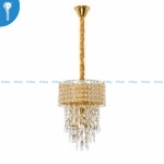 Mini Crystal Chandelier Gold Crystal Mesh Drum with Teardrop Crystal Cascade - 300mm (S011)