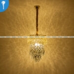 Mini Crystal Chandelier Gold Crystal Mesh Drum with Teardrop Crystal Cascade - 300mm (S011) - Image 3
