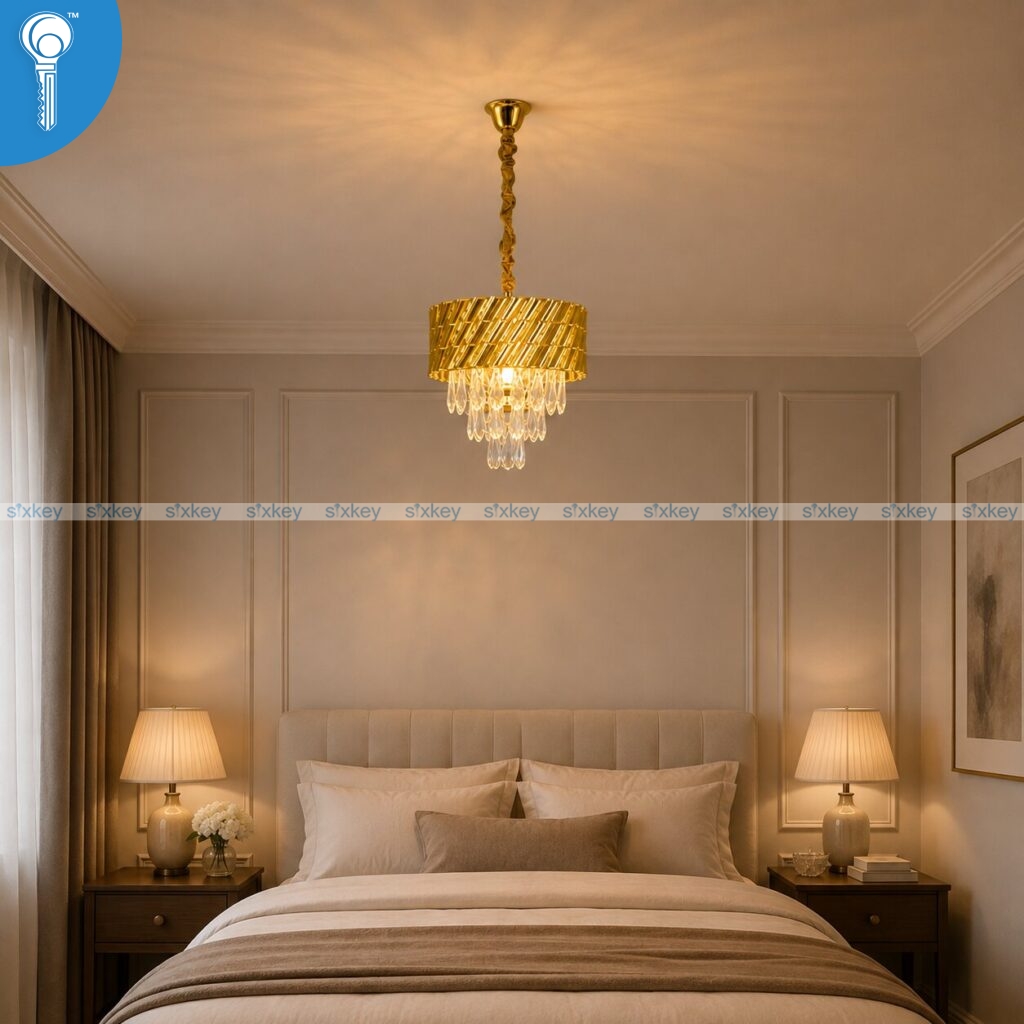 Mini-Crystal-Chandelier-Gold-Diagonal-Ribbed-Drum-with-Teardrop-Pendants-S015-3-2