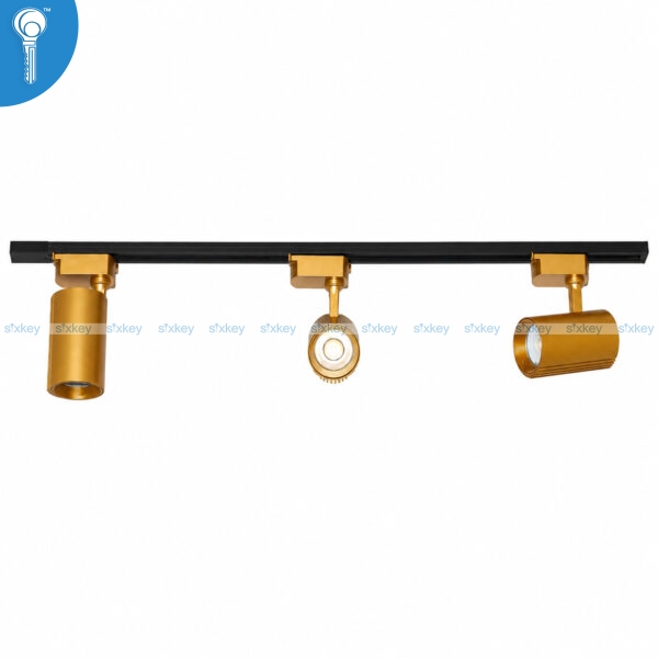 Track Spot Light 30W Golden 3-Head Track Set