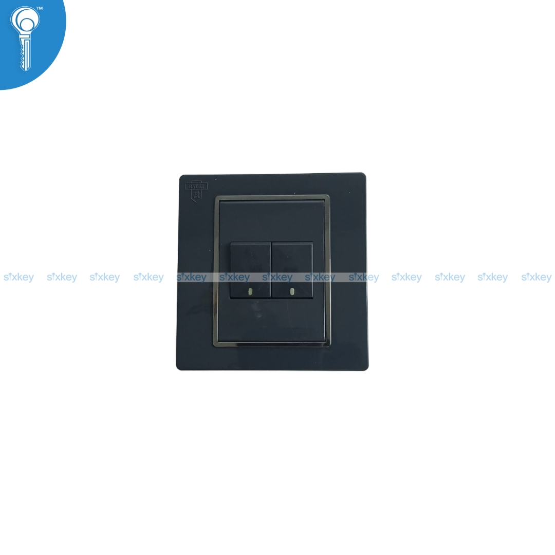 2gang-rathigrey 2 Gang Switch Rathi 3 Pustey Dark Grey - Image 1