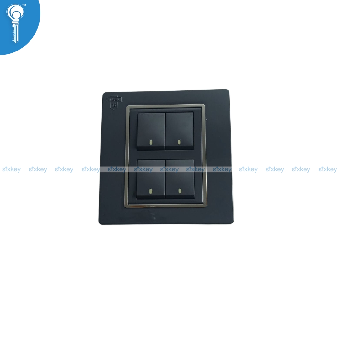4gangrathigrey 4 Gang Switch Rathi 3 Pustey Dark Grey - Image 1