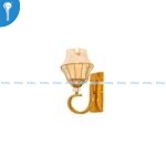 Antique Gold C-Arm Wall Light with Amber Glass Caged Shade 6630-1A