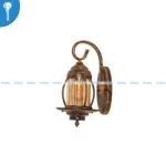 Black and Gold Brushed Lantern Wall Light with Amber Glass SJ0562-BK+GD