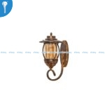 Black and Gold Brushed Lantern Wall Light with Amber Glass SJ0562-BK+GD - Image 2