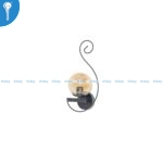 Black Scroll Wall Light with Amber Glass Globe 9011