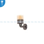 Black Wall Light with Amber Glass and Geometric Pattern Shade 901-1