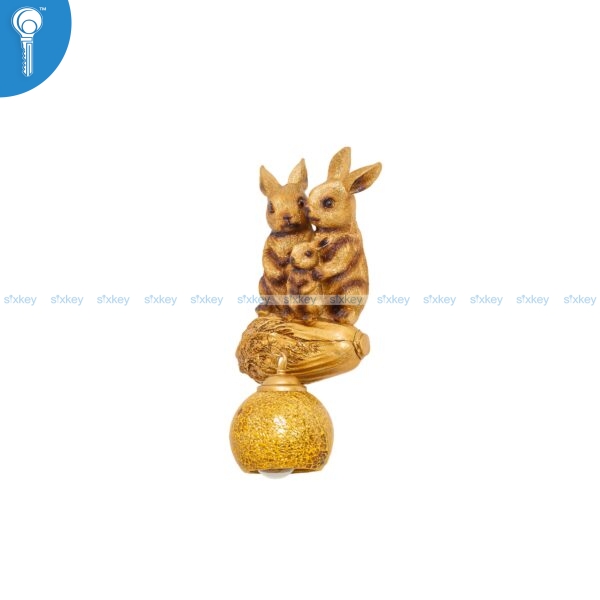 Gold Rabbit Family Wall Light with Gold Mosaic Glass Globe 9411-1
