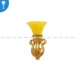 Gold Swan Vase Wall Light with Yellow Glass Flared Shade 9075