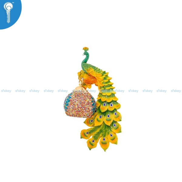 Green and Gold Peacock Wall Light with Multicolor Mosaic Glass Shade 9306-1CR